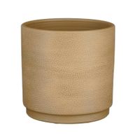 Plantenpot/bloempot terracotta taupe/beige met modern patroon - D22/H21 cm