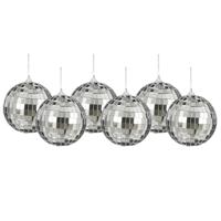 Disco kerstballen - 6x stuks - zilver - 8 cm - foam - spiegelbol/discobol