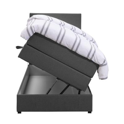 Leen Bakker - Boxspring Met Opbergruimte Liv Egaal - Antraciet - 90x200 Cm - Stof - Grijs