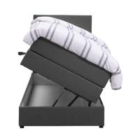 Leen Bakker - Boxspring Met Opbergruimte Liv Egaal - Antraciet - 90x200 Cm - Stof - Grijs