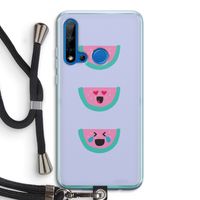 Smiley watermeloen: Huawei P20 Lite (2019) Transparant Hoesje met koord