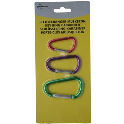 Benson Karabijnhaken - 6x stuks - musketon sleutelhanger - gekleurd