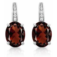 Cilla Jewels 925 Zilveren Oorbellen met Grote Rode Garnet Steen