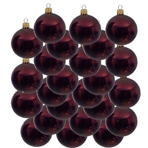 24x Donkerrode glazen kerstballen 8 cm glans