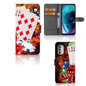 Motorola Moto G51 5G Wallet Case met Pasjes Casino