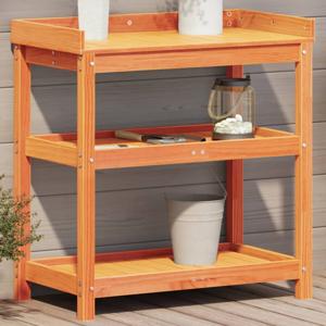 VidaXL Oppottafel met schappen 82,5x45x86,5 cm grenenhout bruin