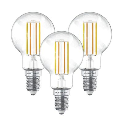 Set van 3 Smart WiFi LED Filament lamp - E14 Fitting - 4,9 Watt 470 Lumen - P45 - E14 fitting - Zilveren fitting - 1800-3000K Dimbaar - Smart Gloeilampen