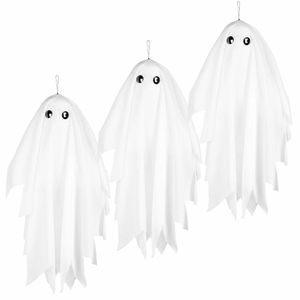 Set van 3x stuks hangende horror decoratie spook 48 cm met beweging en geluid