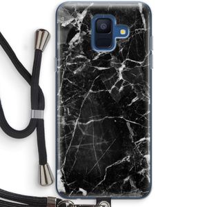 Zwart Marmer 2: Samsung Galaxy A6 (2018) Transparant Hoesje met koord