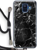 Zwart Marmer 2: Samsung Galaxy A6 (2018) Transparant Hoesje met koord