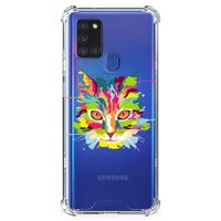 Samsung Galaxy A21s Stevig Bumper Hoesje Cat Color