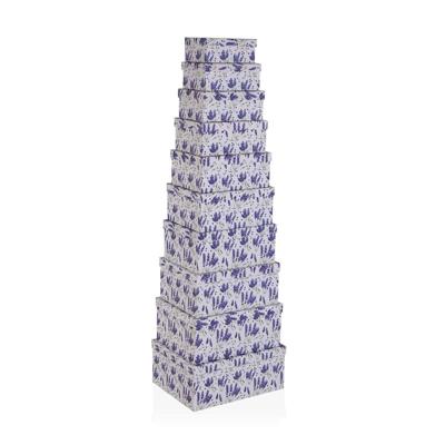 Set van opstapelbare opbergboxen Versa Lila Karton 15 Onderdelen