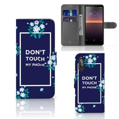 Sony Xperia 10 II Portemonnee Hoesje Flowers Blue DTMP Sony Xperia 10 II Portemonnee Hoesje Flowers Blue DTMP