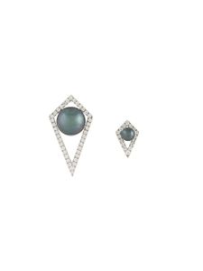 Elise Dray boucles d'oreilles en or 18ct, perles et diamants - Gris