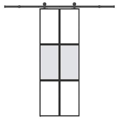 Schuifdeur met beslag 76x205 cm gehard glas en aluminium