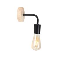 Ostaria Wandlamp - zwart - metaal / houtoptiek - industrieel - E27 - binnen / woonkamer