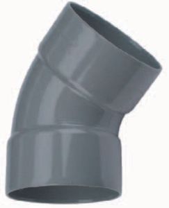 Wavin PVC Bocht 45° 50mm met Dubbele Mof - Grijs, Duurzaam voor Efficiënte Waterstroom