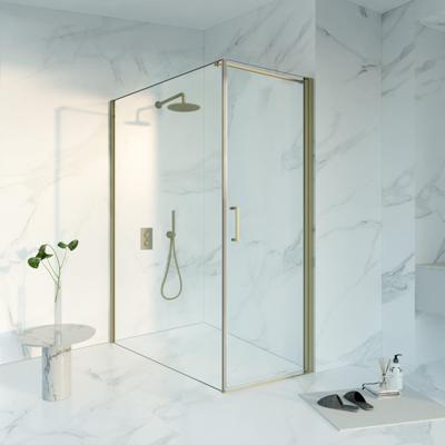 Fortifura Galeria Douchecabine - 70x160x200 - Profiel veiligheidsglas - anti kalk - Geborsteld Messing PVD (Goud) SW1122476/SW797918/SW797910