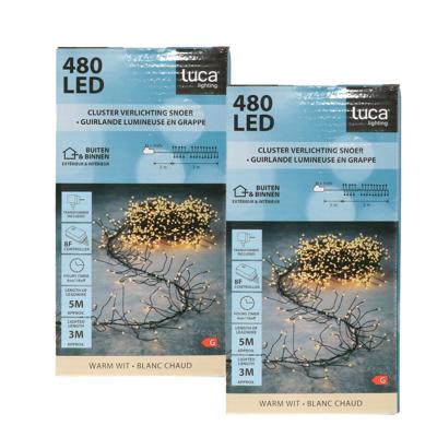 Luca Lighting Clusterverlichting - 2x - 480 led lampjes - warm wit - 300 cm - kerstverlichting