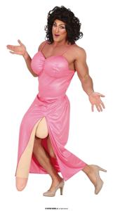 Big Drag Queen Man Kostuum Pink