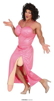 Big Drag Queen Man Kostuum Pink