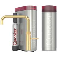 Quooker Fusion Square Keukenkraan Set - Kokend Warm- en Koud Water - Goud - Inclusief PRO3 Reservoir & CUBE - Direct Gekoeld Bruisend Water