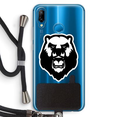 Angry Bear (white): Huawei P20 Lite Transparant Hoesje met koord
