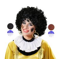 Pieten set - pruik - kraag - schmink - oorbellen - sinterklaas en piet - verkleden
