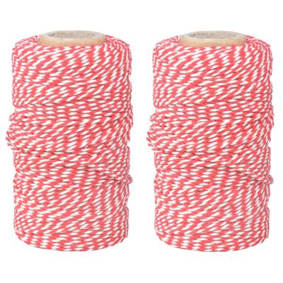 Keuken bindtouw - 2x 100 meter - rood/wit - katoenen bakkerstouw