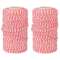 Keuken bindtouw - 2x 100 meter - rood/wit - katoenen bakkerstouw