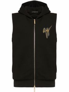 Giuseppe Zanotti hoodie zippé à design sans manches - Noir