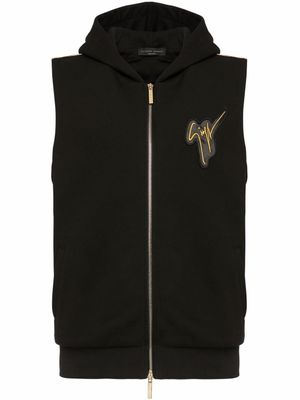 Giuseppe Zanotti hoodie zippé à design sans manches - Noir