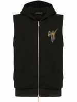 Giuseppe Zanotti hoodie zippé à design sans manches - Noir