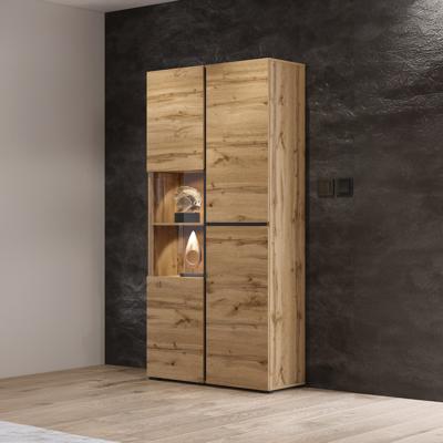 Home365 Vitrinekast Crotone - 2-deurs - Wotan Eiken