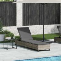 Ligstoel met kussens grijs 55x200x25,5cm polyrotan