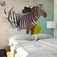 Fotobehang - In disharmonie met de natuur, Zebra , multi kleur ,