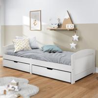 Slaapbank met 2 lades IRUN 90x200 cm massief grenenhout wit