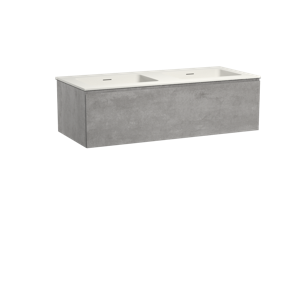 Storke Edge zwevend badmeubel 120 x 52 cm beton donkergrijs met Mata dubbele wastafel in mat witte solid surface