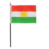 Koerdistan - mini vlaggetje van 10 x 15 cm op stokje - Landen vlag - H27 cm