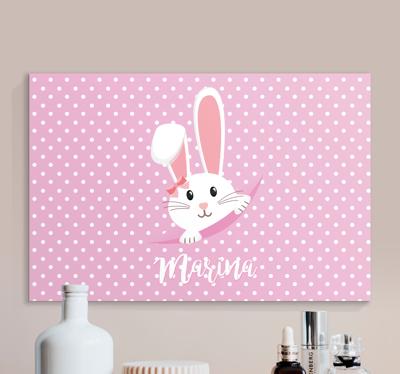 Canvas schilderij baby's Schattig konijntje voor meisje met naam
