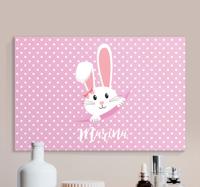 Canvas schilderij baby's Schattig konijntje voor meisje met naam