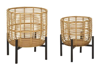 ROTAN VAASHOUDER SET 2 STUKS CM Ø 41X47-33X39