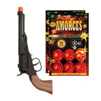 Speelgoed Revolver/pistool met plaffertjes voor een cowboy - metaal - 192 shots - verkleed spullen