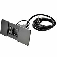 Kopp Buro stopcontact inbouw zwart met 2 USB aansluitingen 2A aansluitsnoer 2 meter met stekker