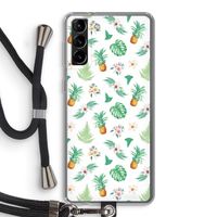 Ananas bladeren: Samsung Galaxy S21 Plus Transparant Hoesje met koord