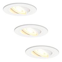 Set van 3 Pittsburg LED inbouwspots - GU10 4 Watt 345 lumen - 2700K Warm wit - Dimbaar - Rond - Kantelbaar - IP20 Voor binnen - Wit