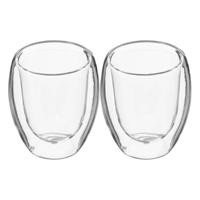 Secret de Gourmet Espressokopjes - 2x stuks - dubbelwandig glas - 70 ml - ristretto kopjes