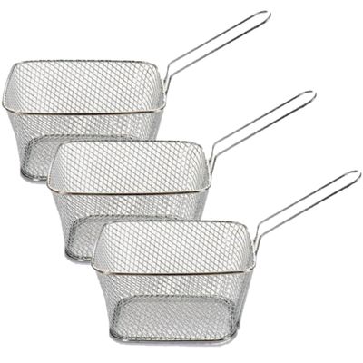 Set van 3x stuks patat/snack serveermandje/frituurmandje van ijzer 23 cm