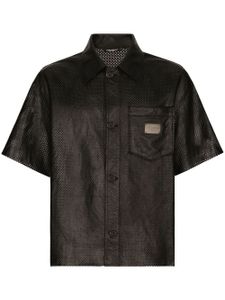 Dolce & Gabbana chemise en cuir à plaque logo - Noir