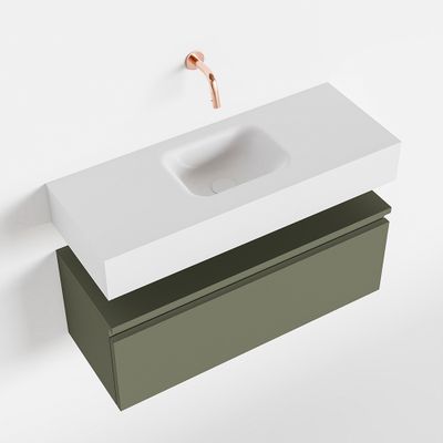 Toiletmeubel Mondiaz Andor | 80 cm | Meubelkleur Army | Lex vrijhangend wastafel Talc Midden | Zonder kraangat